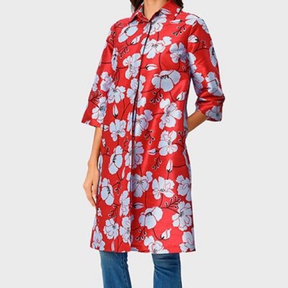 WAYWARD FANCIES eShakti Floral Print Dupioni Kimono Style l Jacket size Medium - Picture 1 of 16